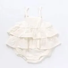 【完売品】【新品未使用】ティアードレースロンパス　アイボリー フリルロンパース⭐︎