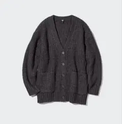 ユニクロ ローゲージVネックカーディガン（長袖） ダークグレー サイズS