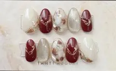 ネイルチップ　オーダー　ニュアンス　マグネット　ボルドー