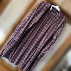 drug store's 赤系チェック柄ロングシャツ　羽織り物