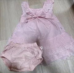 組曲⭐︎ピンクストライプのフリルワンピース 、インナーパンツ付き⭐︎背中リボン結び⭐︎のサムネイル