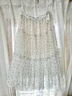 GU by rokh フラワープリント チュール ティアードスカート 3XL
