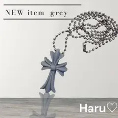 クロスネックレス シリコンラバー 　十字架　クロス　グレー ユニセックス 灰色