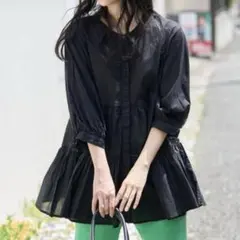 新品　FREAK'S STORE インドティアードチュニックブラウス　ブラック