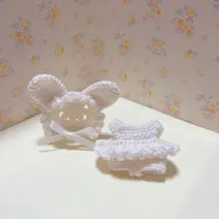 5cmサイズのお人形用　うさ耳ボンネットとフリルカバーオール　大きめサイズボンネ