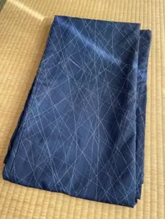 夏着物 単衣 絽 生絹　藍色地に点線の交差柄　広幅衿
