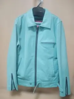 リューグーレザーズ シングルライダースジャケット　ターコイズ　M