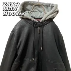 ZARA MAN ザラマン フード取り外し可能 ジャケット ブラック ライダース