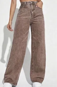 shein デニムパンツ ブラウン