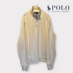 90s ポロラルフローレン ハーフジップスウェット ホワイトL相当