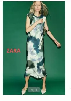 ZARA プリント ミディ ワンピース