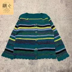 vintage 00s マルチカラー ボーダー カーディガン長袖　シティーガール