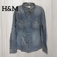 H&M デニムシャツ 長袖 ウエスタン風 EUR46