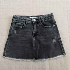ZARA キッズ　ブラックデニム ミニスカート ダメージ加工 116cm