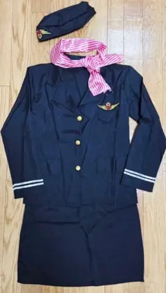 400円スタート　スチュワーデス制服コスプレ衣装 ネイビーのサムネイル