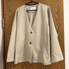 Samansa Mos2 ベージュ ノーカラージャケット