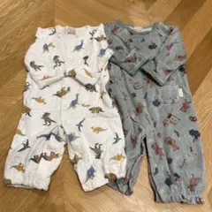 petit main 恐竜柄　くま柄　長袖　ロンパース　2枚セット