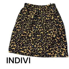 【美品】インディヴィヒョウ柄レオパード柄ミニスカート タイトスカート日本製36