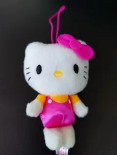 ハローキティ マスコット キーホルダー ピンク オーバーオール