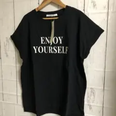 ルノンキュール　ねじり袖ロゴ黒 半袖Tシャツ新品