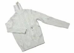 ホワイト ケーブルニット 長袖セーター