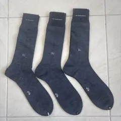 BURBERRY グレー ソックス 27〜28cm ３足
