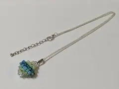 ひし形スワロフスキービーズペンダントネックレス青緑ターコイズプレゼント