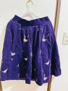 グラニフ コーデュロイ スカート 刺繍 鳥 バード 秋冬