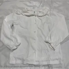 【新品・未使用・美品】ホワイト長袖シャツ 110 フリル付き