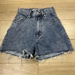 WEGO デニムショートパンツ ダークブルー フリンジヘム XSサイズ