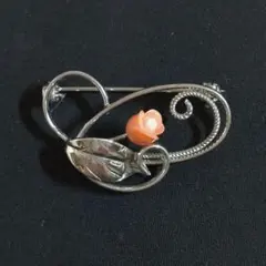 ヴィンテージ お花 珊瑚 ブローチ アンティーク