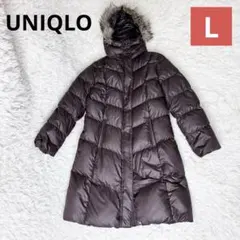 【美品】ユニクロ レディース プレミアム ダウンコート ブラウン Aライン