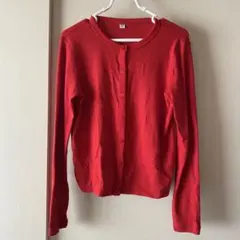 【UNIQLO】ポインテールカーディガン 長袖 レッド Mサイズのサムネイル