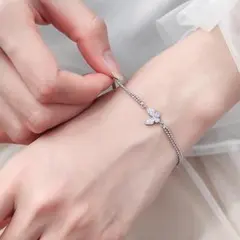 蝶 バタフライ ブレスレット シルバー S925 ダブルチェーン C795-1