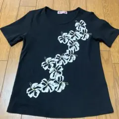 ☆美品☆nani pua フラダンス用 トップス ブラック ハイビスカス柄のサムネイル