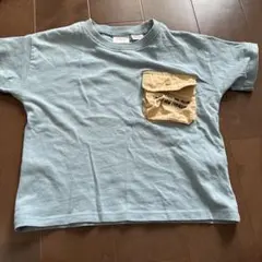 ZARA 水色 Tシャツ フロントポケット付き 100cm