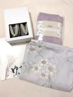 Dita 浴衣4点セット 琴歌の花つむぎ(浴衣・しわ兵児帯・下駄・着付け本)