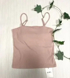 GRL ピンク カップ付きキャミソール Mサイズ リブ編み