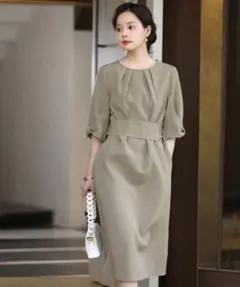 【美品】DRESS STAR　コクーンワンピース ウエストリボン