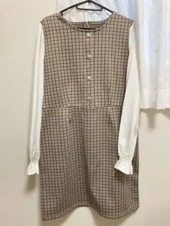 GU スリーブコンビネーションワンピース ツイードワンピース XL