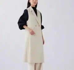 PLST ワッシャーツイルロングジレ ベージュ Mサイズのサムネイル