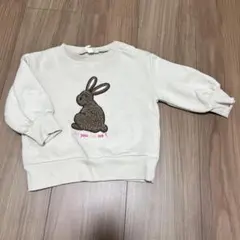 ウサギ刺繍 裏起毛トレーナー 80cm