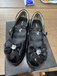 フォーマルシューズ ブラック リボン付き19.5cm〜20.0cm
