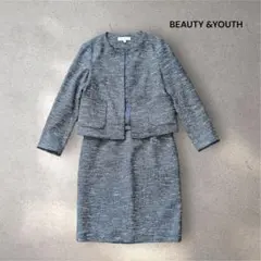 BEAUTY&YOUTH ノーカラージャケット ママスーツ ネイビー M