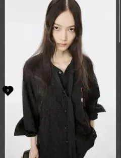 完売品SHAGGY STRIPE BOW TIE SHIRT - BLACK46のサムネイル