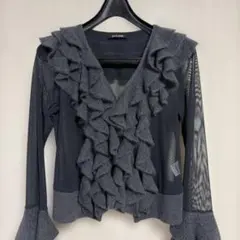 pierre cardin フリル付き長袖カーディガンのサムネイル