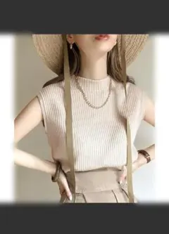 オーガニックコットンハイネックリブニット