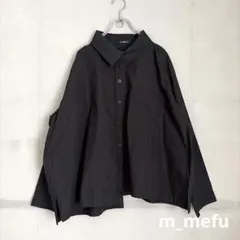 美品✨m_mefu 芽風　センソユニコ 変形ワイドシルエットシャツ　ブラックのサムネイル