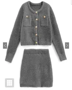 GRL ボタン付きニットセットアップ グレー