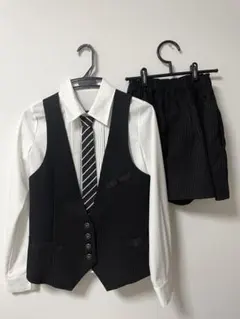 上下セット　白　ブラウス　ベスト　キュロット　黒　ショパン　フォーマル　160